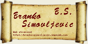 Branko Simovljević vizit kartica
